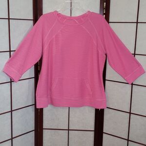 Casual Pink Pullover Pouch Pocket Sweater